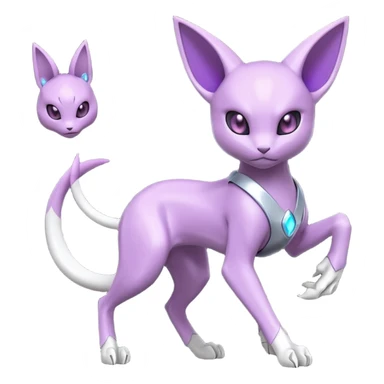 Mechanical Miraidon-Espeon-Mewtwo-Fakémon-hybrid-creature (full body) with glowing eyes  sticker