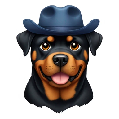 Rottweiler with a hat sticker