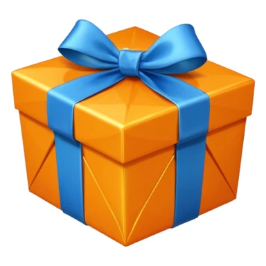 orange diamond gift box with blue ribbon sticker