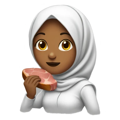hijabi girl eating a fat steak sticker