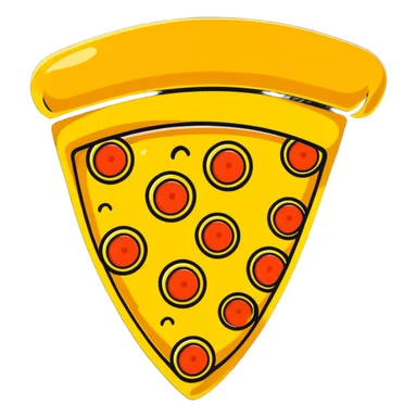 shiny golden pizza slice with gold toppings sticker