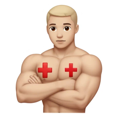 a bicep with a red cross through it sticker