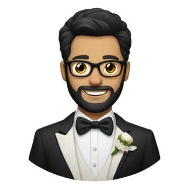 groom with dark hair a beard and glasses sticker