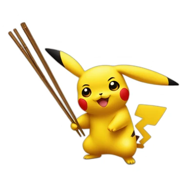 Pikachu with chopsticks  sticker