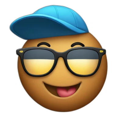 Poop emoji in sport sunglasses and sport cap sticker