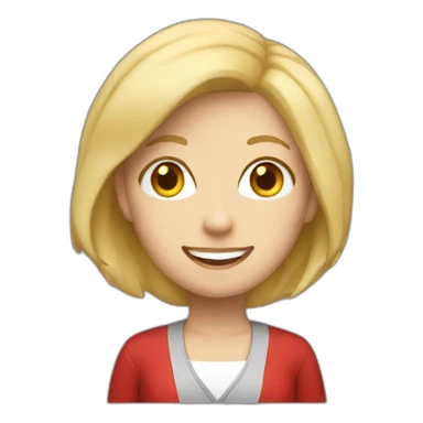 female teacher with blonde hair likes red sticker