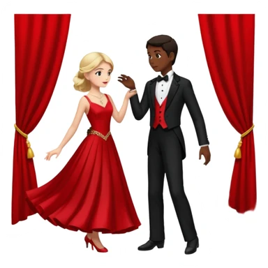 Ballroom dancing with girlred and boyblack  face two eachother  sticker