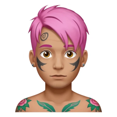 pink haired man and face tattoos sticker