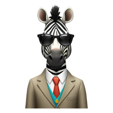 cool zebra in a suit with sunglasses, looking sideways sticker