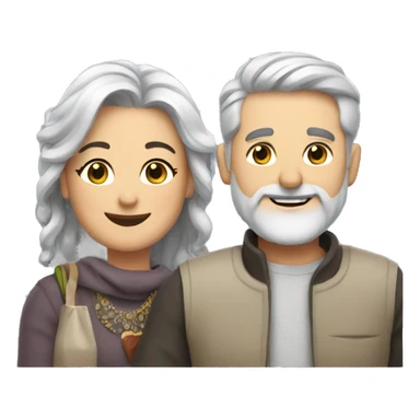 happy couple with accessories with man with grey hair and beard sticker