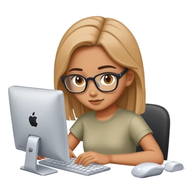 Gen Z girl working on computer sticker