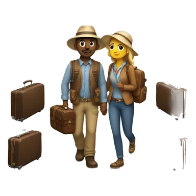 I want a traveler with suitcases and a partner ready for adventure.  sticker