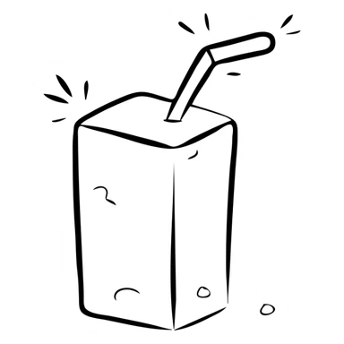 Yellow juice box with straw, children's juice drink sticker
