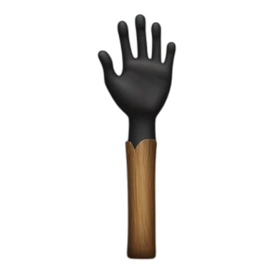 hand squeezing an big black woodstick sticker