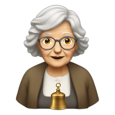 Old woman with a church bells sticker