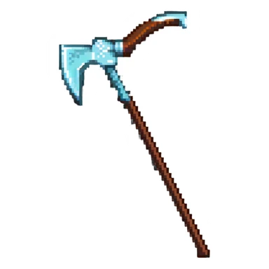 pixelated Minecraft diamond pickaxe with brown handle sticker