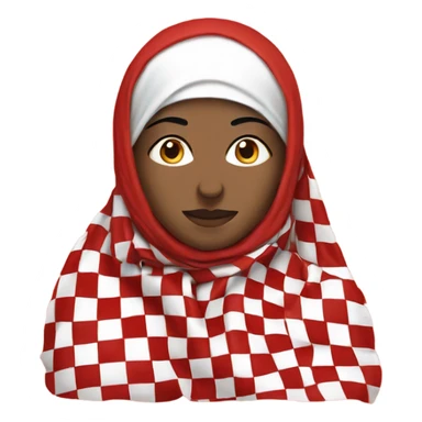 Women holding red and white checkered kuffiyeh upto her hands sticker