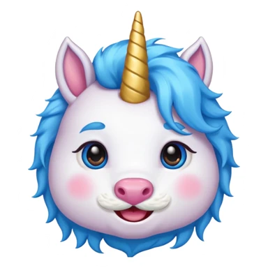 unicorn face with mustache cute and blue haired sticker