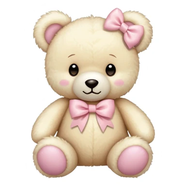 cream colored teddy bear with pastel pink bow sticker