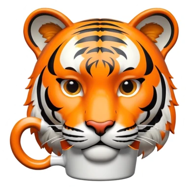 tiger face holding coffee mug for Twitch emote sticker