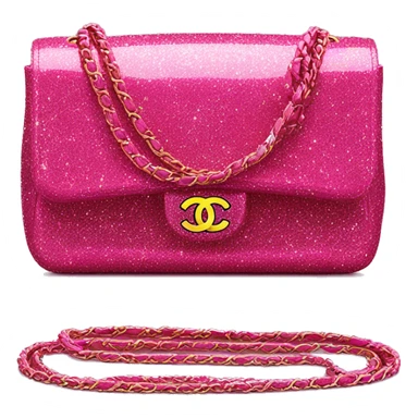 Chanel classic flap bag hot pink sparkle glitter no reflection sticker