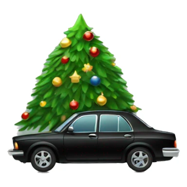 Christmas black car with Christmas tree sticker