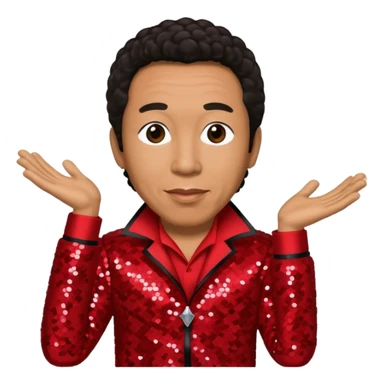 Smokey Robinson with dark brown hair, red sequin outfit sticker