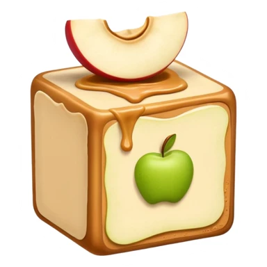apple slice cube with peanut butter sticker