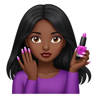 Long black hair Latina girl nails sticker