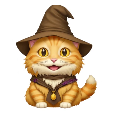 Very Simple yellow cat emoji wearing a sorting hat sticker