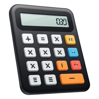 Minimalistic flat vector icon, iOS style, thin black contour on white background. Calculator and geometric shapes (triangle, circle). No text, no shadows. sticker