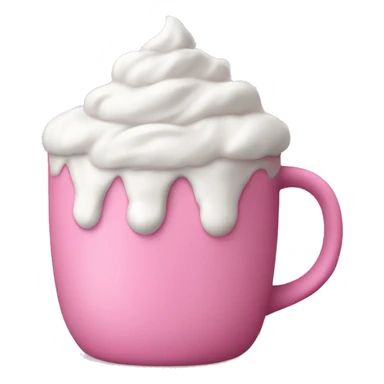 Hot cocoa in pink mug with whipped cream sticker