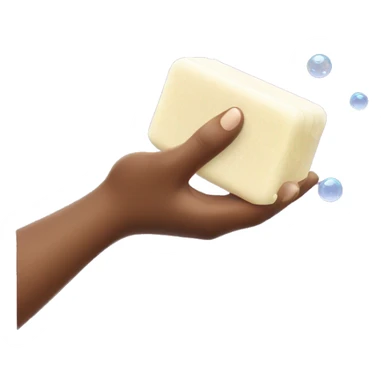 a hand holding a bar of soap covered in bubbles sticker