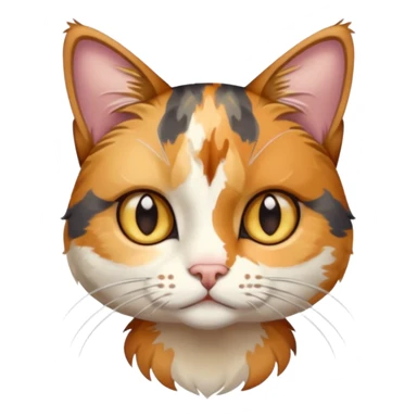 full body anxious looking colourful light calico tabby cat with hazel eyes and very patchy calico fur sticker