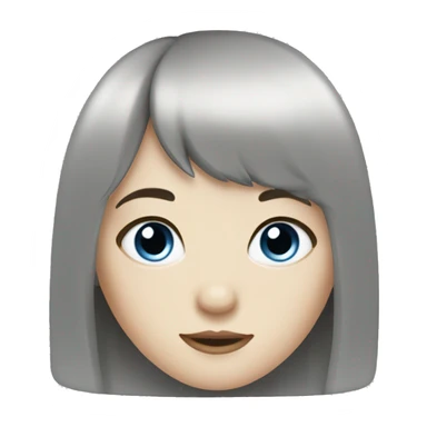 Girl with pale skin, light blue eyes, black hair and bangs sticker