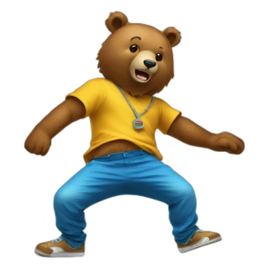 Break dance bear spinning on head sticker