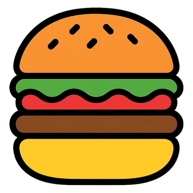 burger icon, clean and simple, modern style sticker