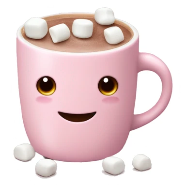 Light Pink mug of hot chocolate with marshmallows  sticker