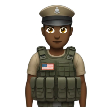 marine with bulletproof vest and a rifle sticker