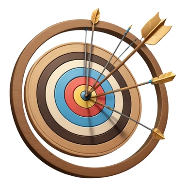A bow with arrows drawn and ready, aimed at a target with concentric rings. The focus is on the elegance and precision of archery, with the target clearly visible in the background, symbolizing skill and concentration in the sport. sticker