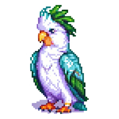 cockatoo parrot, pixel art style sticker