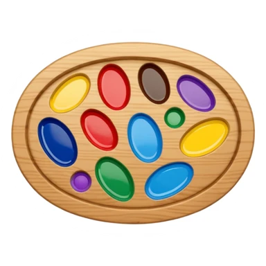 Wooden oval palette with paint blobs sticker