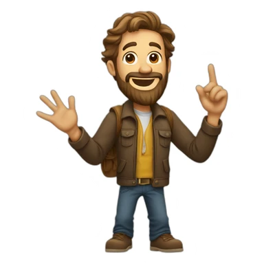 guy with a beard twirling his hand in the air saying "woo!" sticker