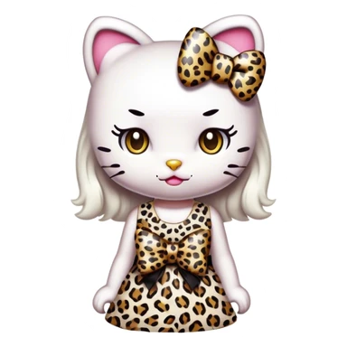 Hello kitty white leopard dress leopard bow sticker