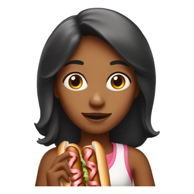 girl with eat hotdogs  sticker