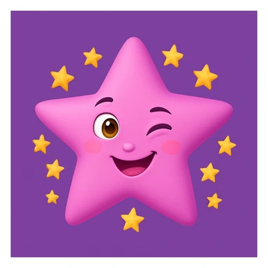 Make the pink star look even cuter with a winking face. Remove any faces from the yellow stars. Keep the purple background as is. sticker
