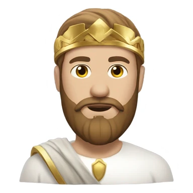 a bearded man, wearing a white tunic, with a golden circle on top of his head sticker