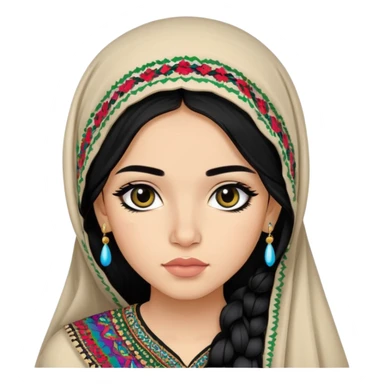 Afghan, pretty lips, afghan clothes, light skin,  long hair, pretty bratz baddie, black eyeliner sticker