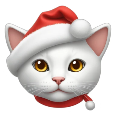 christmas white cat in red hat sticker