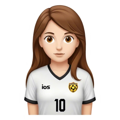 soccer lady white girl brown long hair brown eyes sticker